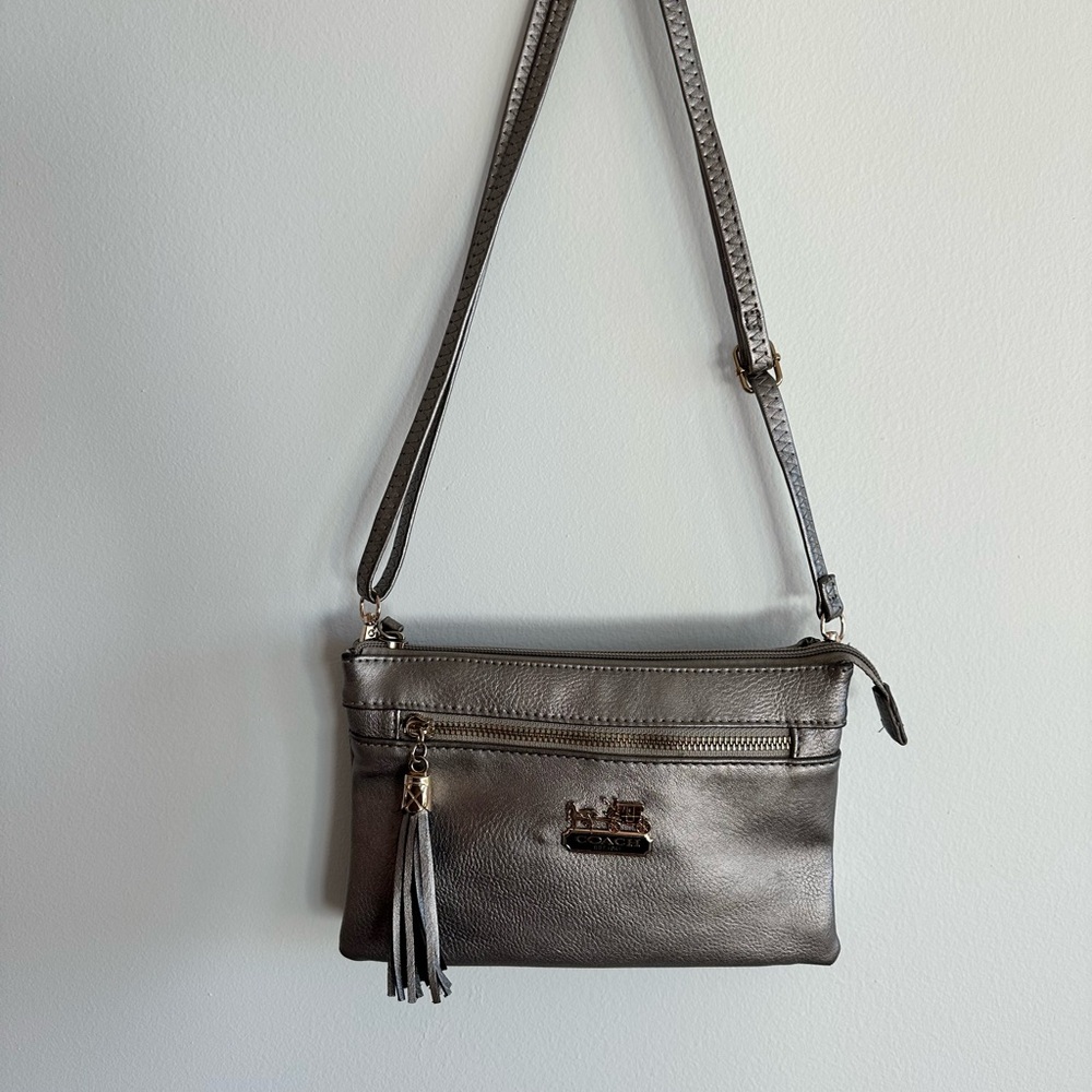 Coach Shimmering Silver Crossbody Bag